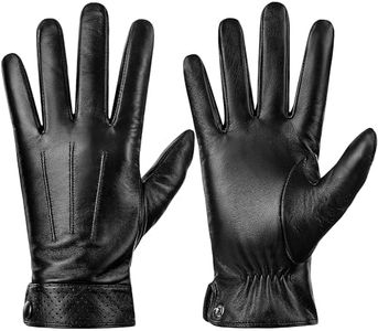 Dsane Winter Genuine Sheepskin Leather Gloves For Men, Warm Touchscreen Texting Cashmere Lined Driving Motorcycle Gloves by , Black, Large