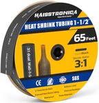 haisstronica 3:1 Heat Shrink Tubing, Shrink Ratio Adhesive Lined Marine Grade Heat Shrink Tube for Home, Automotive and Industrial (Black) 65FT 1-1/2inch