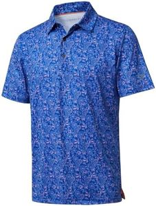 Golf Shirts for Men Dry Fit Short Sleeve Print Performance Moisture Wicking Polo Shirt