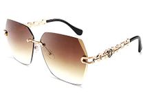 FEISEDY Women Trendy Rimless Sunglasses Metal Frame Diamond Cutting Lens B2567