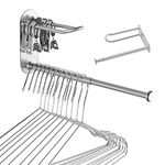 XINYUWIN 2-Section Stainless Steel Retractable Double Layer Clothes Hanger Storage Rack Organizer Wall Mount Adhesive OR Drilling Installation (Length 10.6")…