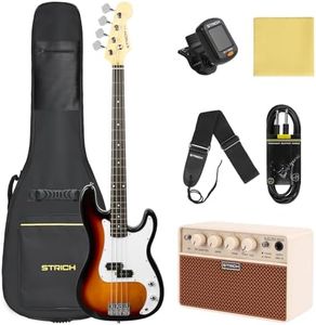 STRICH Electric Bass Guitar 4 Strings Full-Size Beginner Kit, PB-Style Standard Bass for Starter with 20w Amp, Bag, Tuner, Strap, Cable, SPB-S10 Sunburst
