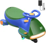 FanttikRide 12V N7 Pro Electric Wiggle Car with Pedal, Rechargeable Battery, CyberWiggle, 2 in 1 Swing Car, 2 Speed, Anti-Rollover, Flashing Wheels, Bluetooth, for Ages 3 and Up, 150 Lbs, Green