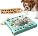 KADTC Dog Rotating Puzzle Games Toy Level 2 in 1 Centralized Food Dispensing Design Capacity 10.8 oz Slow Treat Puzzles Feeder Boredom Busters Puppy Mind Interactive Enrichment Mental Stimulation Toys