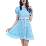 Women's Sweet Lolita Dress Blue Cotton Bow Puff Skirts Halloween Costumes GC449A-L