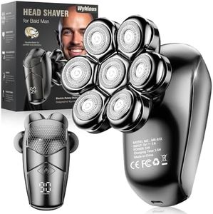 Head Shavers for Bald Men, Wyklaus Detachable Head Shavers 5-in-1 Electric Razor IPX7 Waterproof Dry Wet Shaving for Men,7D Rotary Shaver Grooming Kit with LED Display, USB Rechargeable