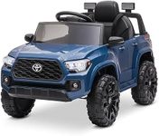 Kidzone 12V Ride on Truck, Battery Powered Licensed Toyota Tacoma Electric Car for Kids, Electric Vehicle Toy with Remote Control, 3 Speeds, MP3, Horn, LED Lights, Suspension System - Blue