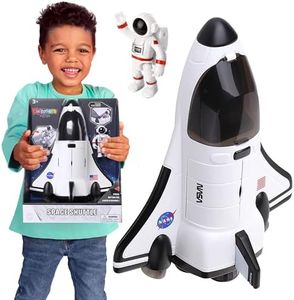 Spaceship Shuttle Toy with Astronaut Figure, Lights Up with Light and Blast Off Sound Effects - Fun Rocket Ship Space Toys for Kids