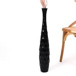 Leewadee Large Black Home Decor Floor Vase – Wooden 28 inches Tall Farmhouse Decor Flower Holder for Fake Plant and Pampas Grass