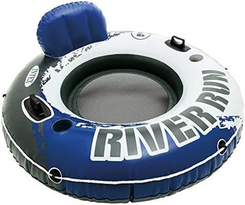 INTEX 58825EP River Run 1 Inflatable Floating Lounge: Comfortable Backrest – Built-in Cup Holders – Durable Grab Handles – All Around Grab Rope – 220lb Weight Capacity– Blue