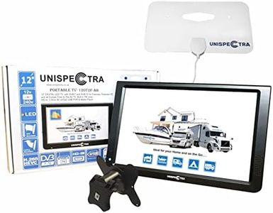 Unispectra® 12 Inch TV 12 V / 230 V HD LED Digital DVB-T/T2 (Free Reception) TV USB PVR & Media Player, FM Tuner, HD-in, AV in/Out, Ideal for Home, Motorhome, Boat, Caravan, Camping, Truck