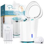 Pure Daily Care NanoSteamer PRO - Large 4-in-1 Nano Ionic Facial Steamer for Spas - 30 Min Steam Time - Humidifier - Unclogs Pores - Blackheads - Spa Quality - Bonus 5 Piece Stainless Steel Skin Kit