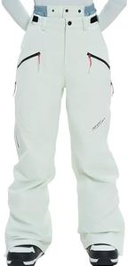 HIGH EXPERIENCE Ski Pants Snow Snowboard Pants Waterproof Insulated Baggy Windproof Hiking Winter Warm for Men Women (White, X-Large)