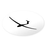 CafePress Black Glider Logo Sailplane Oval Sticker Oval Bumper Sticker, Euro Oval Car Decal