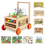 KABENFIS Wooden Activity Cube with wheels for Baby Boys and Girls