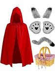 Xtinmee 5 Pcs Red Hooded Cape Costu