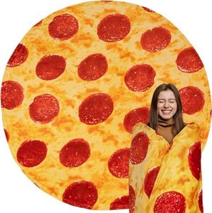 AUMA 1.8 m Pizza Blanket, 71 inches Double Sided Blanket for Adult and Kids,Funny Soft Flannel Tacos Blanket, Novelty Giant Food Blanket for Indoors, Outdoors, Travel, Home and More