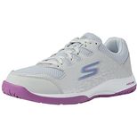 Skechers Women's Go Train Arch Fit Viper Court-Pickleball Sneaker, Grey/Purple, 6.5