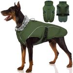 Winter Warm Dog Jacket, Dog Coat Windproof Dog Winter Clothes Snowy Dog Snowsuit Coat Outdoor Indoor Dog Fleece Vest Pullover Adjustable(Army Green, L)