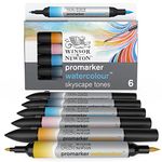 Winsor & Newton ProMarker Watercolor Marker Set, 6 Count, Sky Tones