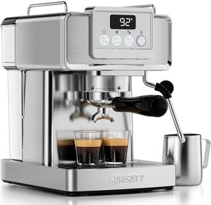 SUMSATY Espresso Machine, Stainless Steel Espresso Machine with Milk Frother for Latte, Cappuccino, Machiato,for Home Espresso Maker, 1.8L Water Tank, 20 Bar
