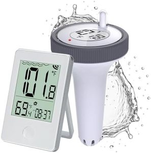 Pure55 SpaGauge Wireless Hot Tub Thermometer w/Batteries - IPX7 Waterproof Pool Thermometer - Floating, Easy-Read Digital Temperature Gauge w/Indoor Display - Ideal for Outdoor Ponds, Swimming Pools