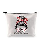 PXTIDY Baseball Mom Makeup Bag Baseball Player Mother Zipper Pouch Athlete Mom Season Cosmetic Travel Toiletry Bag for Softball Mom Gift Baseball Mama Gift, beige, Middle