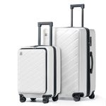 AnyZip Luggage Set Carry On Luggage Suitcase ABS PC Spinner Trolley with Pocket Compartment Weekend Bag 2 Piece Set(White)