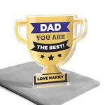 Beecreative Best Dad Personalised Gifts - Custom Acrylic Trophy Gift For Best Dad, Grandad, Uncle - Fathers Day Gift For Dad - With Grey Bag