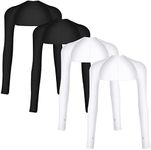 SATINIOR 4 Pairs Cooling Shawl Arm Sleeves with Finger Hole Anti-UV Arm Sleeves for Women Golfing Driving, Black, White, Medium