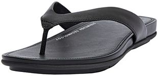 Fitflop Women's Gracie Leather FLIP-Flops Flat Sandal, All Black, 6 UK