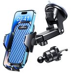 VANMASS 2024 BEST Car Phone Holder [Upgraded Suction & Clip] Rotatable Universal Mobile Phone Mount Dashboard Windscreen Vent Cradle Van Automobile Accessories for iPhone 15 Pro Max 14 13 12 8,Blue