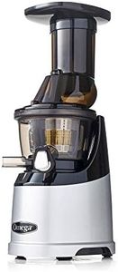 Omega MegaMouth Vertical Low Speed Quiet Juicer with Smart Cap Spout Tap, 240-Watt, Silver