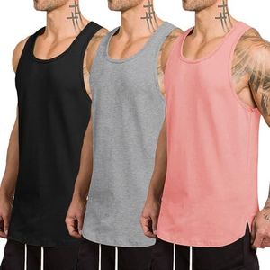 COOFANDY Black Tank Tops Athletic Sleeveless T Shirts Cotton Hot Pink Tank Top Summer Multi Pack for Beach