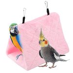 Peony Parrot Hammock Bird Nest Warm Soft Plush Hammock Hanging Cage Tent for Birds Parrot Winter Warm Bed Pet Toy Pouch Cotton Bed (S-Pink)