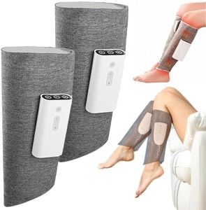 2PCS Zurafit Heated Leg Massager for Circulation and Pain Relief, Rechargeable Leg Massager with Heat, Foot Knee Massager Massage - Grey