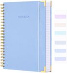 Spiral Notebook, College Ruled Notebook, 8.5" x 11", 300 Pages Hardcover Leather Notebook Journal for Women Men, A4 Large Lined Journal Notebooks for Work School, 24pcs Index Tabs, Thick, Light Blue