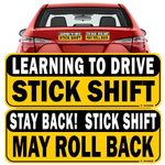 TOTOMO Learning to Drive Stick Shift Stay Back May Roll Back Car Magnet - Reflective Bumper Magnet Sticker for New Manual Transmission Learners Eye-Catching Design