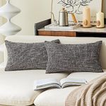 Kevin Textile Faux Linen Square Throw Pillow Sham Cushion Case Covers Decorative Cushion Case for Car/Couch/Sofa/Chair Use, 12x20 inch(2 Packs, Black)