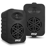 Pyle Indoor Outdoor Speakers Pair - 300 Watt Dual Waterproof 4” 2-Way Full Range Speaker System w/ 1/2” High Compliance Polymer Tweeter - in-Home, Boat, Marine, Deck, Patio, Poolside - PDWR45BK,Black