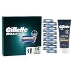 Gillette Mach3 Regime Set Men, Pack of 14 Razor Blade Refills with Precision Trimmer and Gillette PRO Shaving Cream