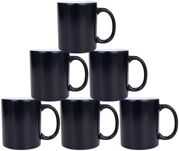 MR.R 11oz Sublimation Blank Magic Ceramic Mug,Full Color Changing Mug with Round Shape Handle for Coffee Latte,Glossy Satin,Black Color,Set of 6