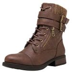 GLOBALWIN Women's Fashion Low Heels Lace Up Ankle Boots, 1903brown, 7 UK