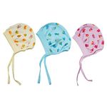 CUTE LANDINGS 0-3/3-6/6-9/9-12/12-18 & 18-24 Months New Born Baby Girls & Boys Finest Hosiery Cotton Double Layer Knot Caps Set/Infant/Hat/Toppi/Kan Topi/Clothes (Pack of 3) Multicolour