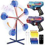 M&LD Rocket Shooting Games Toys with Rotating Target & 2 Toy Guns & 20 Foam Darts, Boys Toys for Age 5 6 7 8 9 10+ Years Old, Sports & Outdoor Game Kids Toys Halloween for Boys Girls