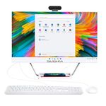 All-in-One Desktop Computer 24", i7 Quad-Core 11, 16GB RAM, 512GB SSD, Wireless Charging Function, Wired Keyboard & Mouse, RGB Speaker and Webcam, White (i7/16G/512G)