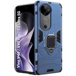 TheGiftKart Tough Armor Bumper Back Case Cover for Vivo V40 / V40 Pro / T3 Ultra 5G | Ring Holder & Kickstand in-Built | 360 Degree Protection Back Cover Case (PC & TPU, Greyish Blue)