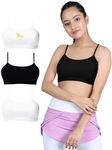 DChica Sports Bra for Girls Cotton Non-Padded Non-Wired Teenager Bras for Gym, Workout, Exercise, Yoga, Training Slip-on Full Coverage Beginners Bra (Pack of 4) White