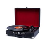 Hiniso Vintage 3-Speed Bluetooth Portable Suitcase Record Player with Built-in Speakers | Upgraded Turntable Audio Sound with USB,Sd Card and Headphone Jack Support Black