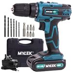 MYLEK MY18BCM1 Cordless Drill 18V, 1300 mAh Li-Ion Driver 28Nm, 1 Hour Quick Charge, 2 Speed, LED Work Light, Carry Case with Accessory Kit, Variable Speed & Quick Stop Function